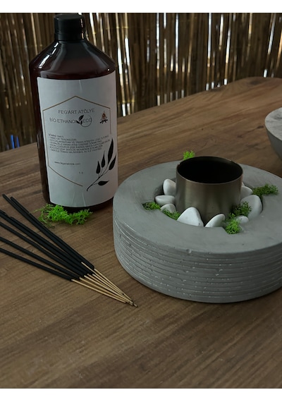 Dekoratif Bio-fire V2 Beton Masaüstü Şömine + 1 Lt Bio-ethanol Yakıt