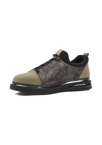 Erkek Haki Kalın Tabanlı Nubuk Deri Sneaker