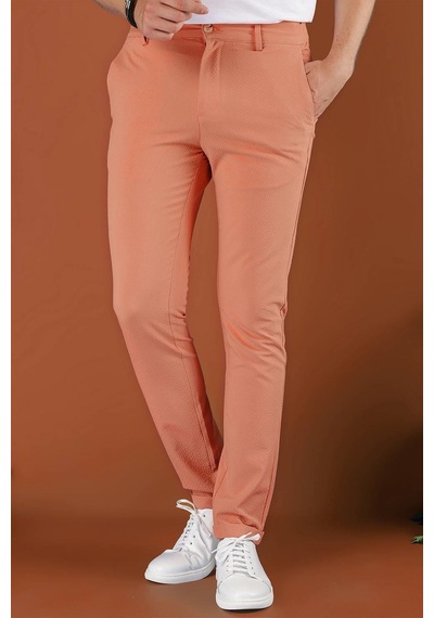 Efor Slim Fit Beli Lastikli Gofre Kumaş Mercan Spor Pantolon P 1126 Mercan