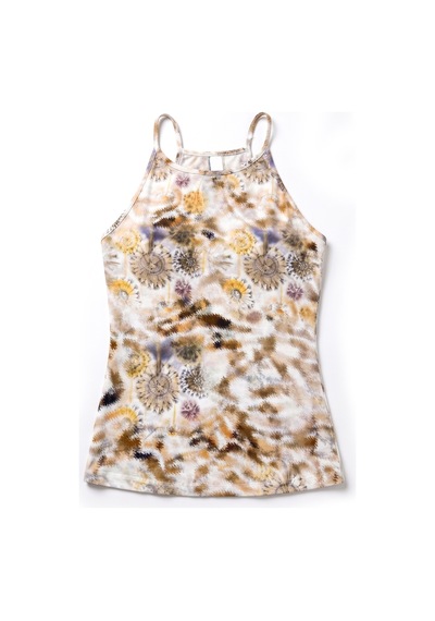 Just Inner Kadın Tekli Viskon Bluz Halter Yaka Botanik Desenli Askılı Günlük Rahat Kesim 216005 Çiçekli