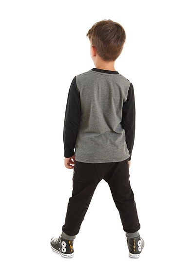 Denokids Mshb&g Gamer Erkek Çocuk Antresit Gri T-shirt Siyah Pantolon Takım Antrasit