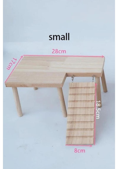 Iki Katlı Peyzaj Platformu Masif Ahşap Merdiven Hamster Oyun Alanı