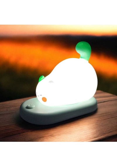 Dokunmatik Sevimli Pati Kedi Modelli Usb Şarjlı Led Karikatür Silikon Gece-masa Lambası Yeşil