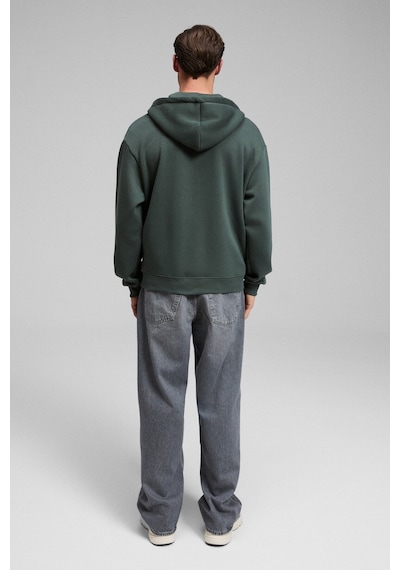 Grimelange Ashby Erkek Kapüşonlu Fermuarlı Cepli Kordonlu Boxy Kalıp Yeşil Sweatshirt Yeşil