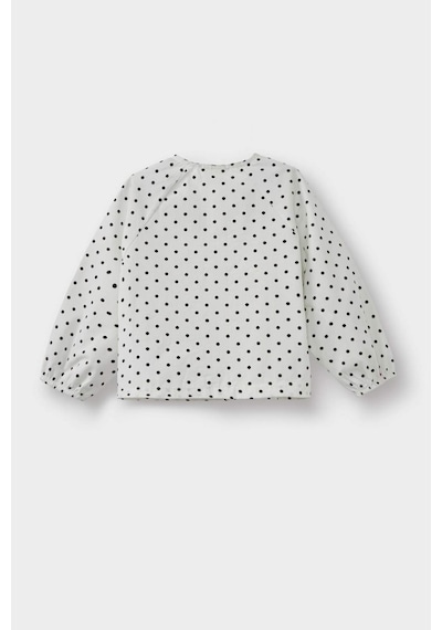 Defacto Kız Bebek Puantiyeli Reglan Kol Poplin Uzun Kollu Gömlek G3654a525auer98 Ekru