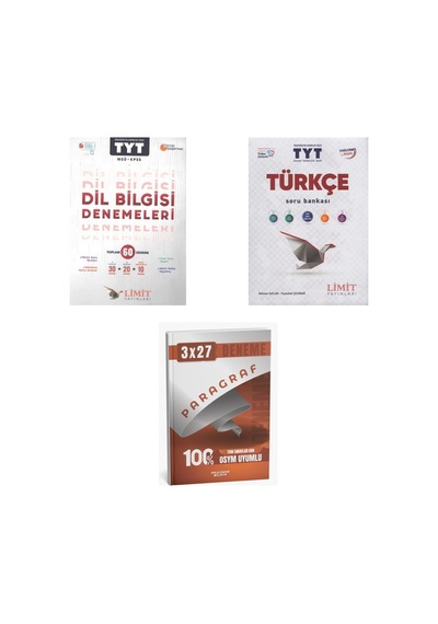 2027 Limit Tyt Türkçe Dil Bilgisi 60 Deneme Deneme + Soru + Anla Kazan Paragraf Deneme 3'lü Set