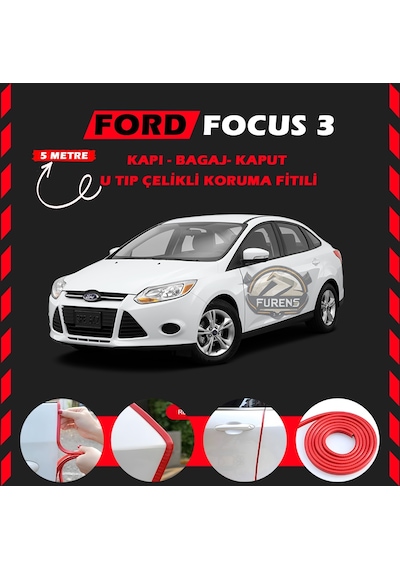 Ford Focus 3 Oto Araç Kapı Koruma Fitili 5metre Parlak Kırmızı Renk