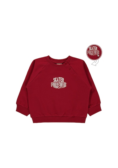 Civil Baby Skater Forever Baskılı 6-18 Ay Sweatshirt - Kırmızı Koyu Kırmızı