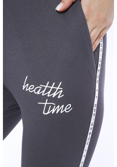 Kadın-alt-üst T-shirt Takım, Rahat Kesim-3827 - S Füme