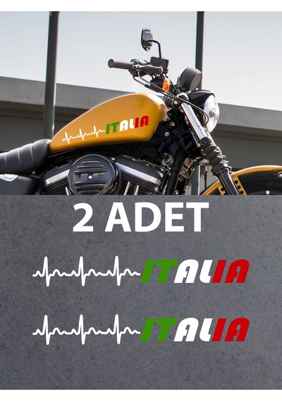 Kalp Ritimli Italy Yazı Sticker - Araba Oto Motosiklet Cam Sticker - 00078 60 Cm