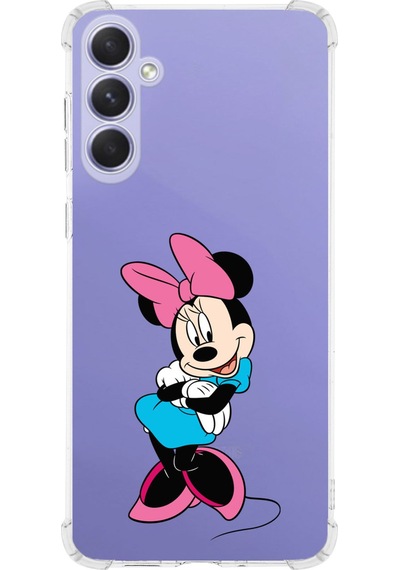 Samsung Galaxy M15 İle Uyumlu Mickey Mouse 4 Baskılı Şeffaf Köşe Korumalı Antişok Kılıf