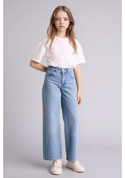 Defacto Straıght Wıde Jean Pantolon Kız Çocuk G4654a826smnm39 Mavi-nm39