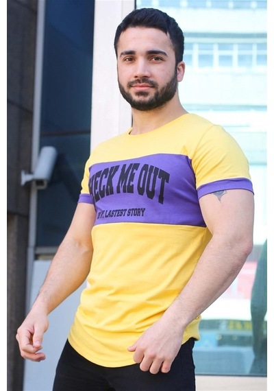 Madmext Baskı Detaylı Sarı Tişört 3013