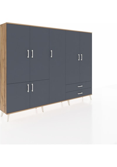 Arges Dolap 12 Raflı 2 Çekmeceli 7 Kapaklı 220x30x163 Çam-antrasi Çam-antrasit Arges Dolap 12 Raflı 2 Çekmeceli 7 Kapaklı 220x30x163 Çam-antrasi Çam-antrasit