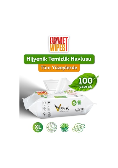 Vebox Easy Wet Wipes Yüzey Temizleme Havlusu 100 Yaprak