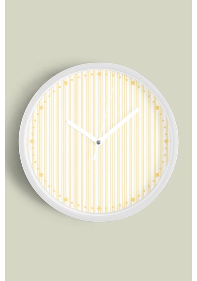 Renkli Çizgili Modern Tasarım Duvar Saati - 35cm - Önü Camlı Beyaz Kasa - Sessiz Mekanizma-jh0471 Beyaz