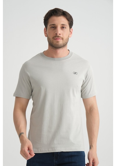 Shooter Sportwear Shooter Erkek T-shirt Nefes Alabilen Esnek Pamuklu Kumaş Regular Kalıp Minimal Logolu Gri