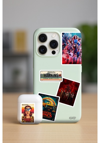 Stranger Things No 2 Dizi Telefon Laptop Bullet Journal Yapışkanlı Folyo Sticker Paketi 21 Adet Çok Renkli
