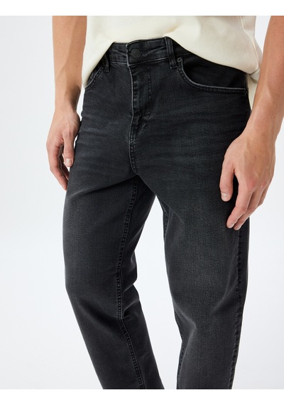 Koton Straight Fit Kot Pantolon - Mark Jean Siyah 5wam40121ıd Siyah