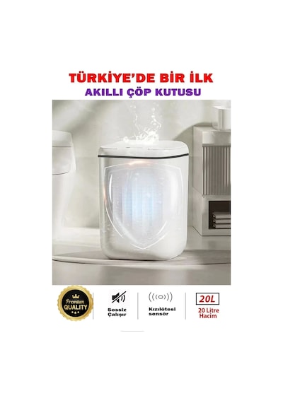 Akıllı Teknolojik Çöp Kutusu Otomatik Sensörlu Çöp Tenekesi Pilli Çöp Kovası 20l