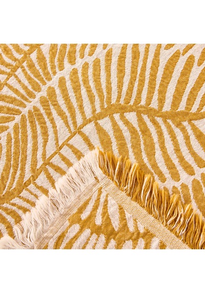 Soft Yaprak Desenli Çift Kişilik Yatak Örtüsü - Sarı - 225x250 Cm Renkli