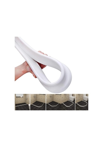 Mucit Home Su Bariyeri Beyaz 2 Metre 15 Mm Esnek Duşakabin Su Tutucu Bant Su Bariyeri Kendinden Yapışkanlı
