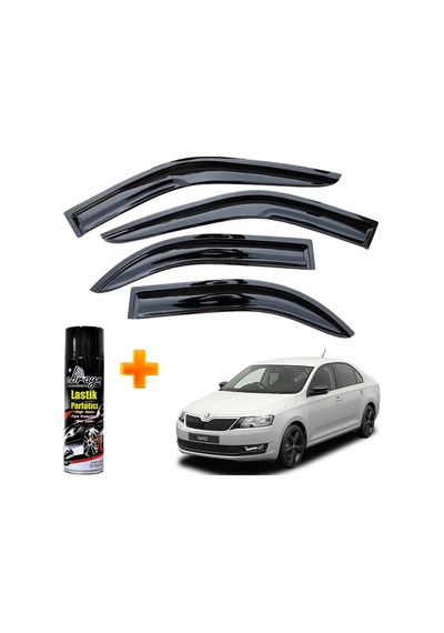 Skoda Rapid Sedan Mügen Cam Rüzgarlığı 2012 Sonrası 4 Lü Takım +500ml Lastik Parlatıcı