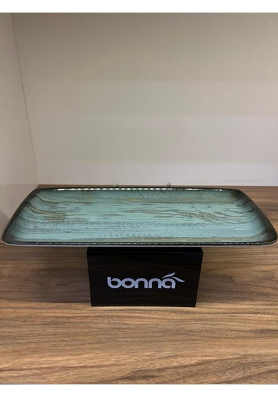 2 Li Büyük Dikdörtgen Tabak / Servis / Sunum / Meze Tabağı 34x16 Cm Bonna Madera Mint Moove Platter