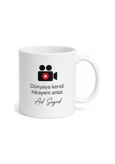 Vlogger İçerik Üreticisi Kupa Bardak Youtube Yıldızı Hediye Video Kamera Vlog Beyaz / Çok Renkli