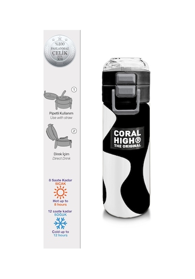 Coral High 500 Ml Paslanmaz Çelik Okul Termosu/suluk/matara - Erkek Çocuk - Siyah Beyaz Desenli - Sızdırma Yapmaz Çok Renkli Coral High 500 Ml Paslanmaz Çelik Okul Termosu/suluk/matara - Erkek Çocuk - Siyah Beyaz Desenli - Sızdırma Yapmaz Çok Renkli