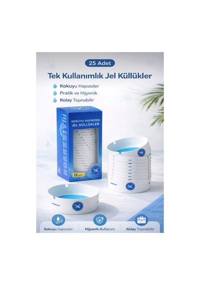 25 Adet Tek Kullanımlık Kül Tablası Kokusuz Taşınabilir Pratik Jel Küllük Seti Ofis Kafe Ev Araba Çok Renkli