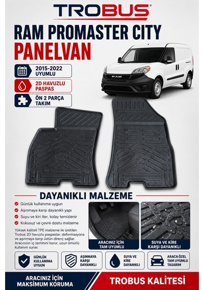 Trobus Ram Promaster City Panelvan 2015-2022 2d Havuzlu Paspas 2 Parça