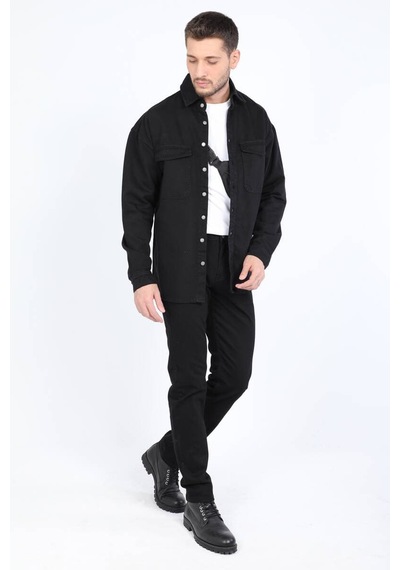 Erkek Oversize Jean Gömlek Siyah 001