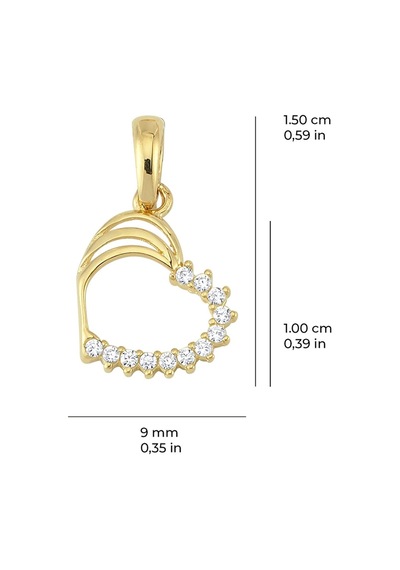 Goldkupe 14 Ayar Taşlı Kalp Altın Kolye Ucu 0,57 Gr-3257