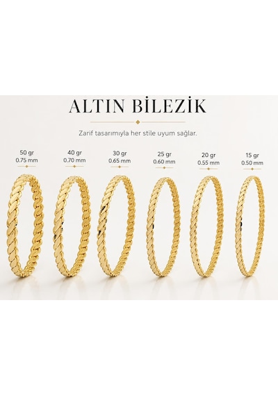 22 Ayar 20 Gram 3'lü Burma Bilezik Hediyelik-yatırımlık