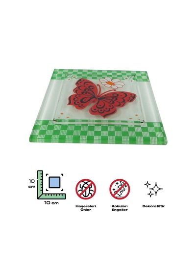 Cam Banyo Gider Kapak Süsü 2 Adet Cam Gider Kapağı 10X10 CM Kele