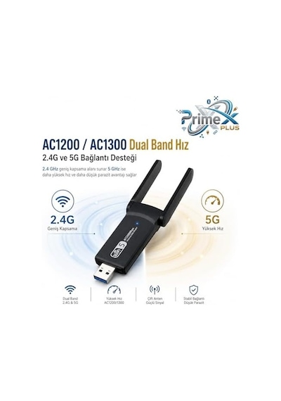 Px-ac1200 Usb 3.0 Wifi Adaptör, Realtek Rtl8812bu, Ac1200/ac1300 Dual Band 2.4g-5g, 802.11ac Kablosuz Ağ Alıcı, Pc Laptop Masaüstü İçin Wireless Usb Dongle