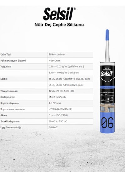 Selsil Nötr Dış Cephe Silikonu Siyah 300 Ml. - 5 Adet Siyah
