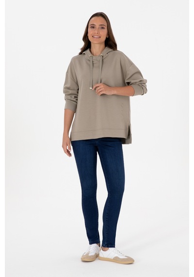 U.S. Polo Assn. Kadın Açık Haki Modal Karışımlı Kapüşonlu Sweatshirt 50313561-VR183
