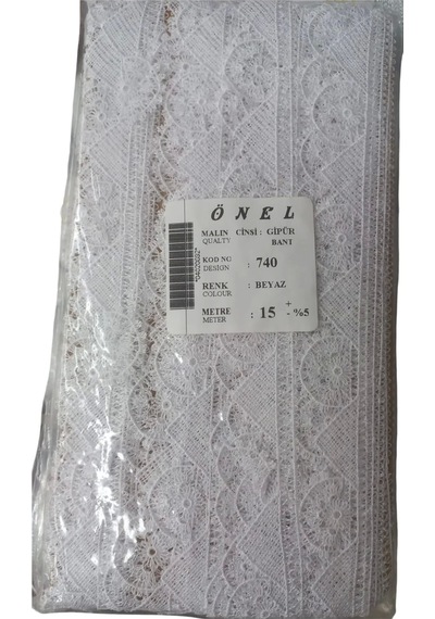 Dantel Polyester Güpür Bant Beyaz 15 Metre En 5 Cm On-740-b