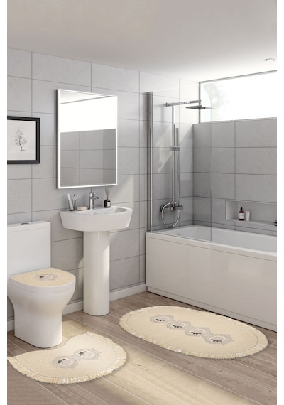 Queen Oval Nakişli 3 Lü Set Cappuccino