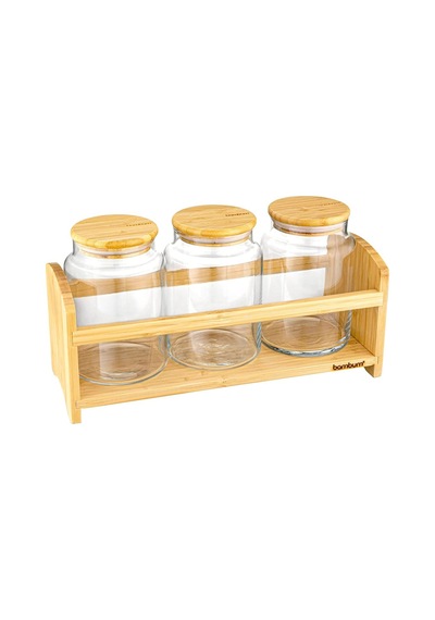 Lexroo Bench Standlı 4 Parça Küçük Cam Baharat Takımı