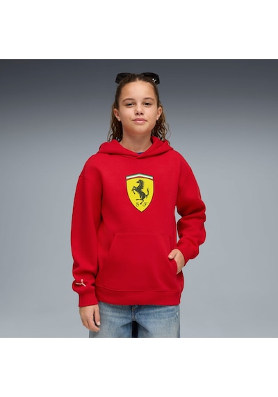 Puma Scuderıa Ferrarı Color Shıeld Genç Kapüşonlu Sweatshırt 634259 02 Kırmızı
