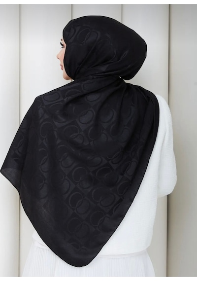 Ardün Hijab Halka Desen Pamuklu Şal Siyah - 936514243 Siyah