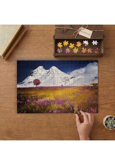 Karlı Dağ - Kır Çiçekleri - Doğa Tasarımı 240 Parça Ahşap Puzzle Ahşap Kutuda Mpy40333