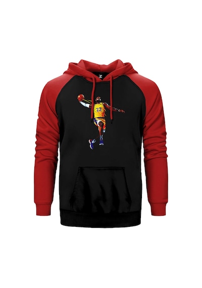 Lebron Color Kırmızı Renk Reglan Kol Kapşonlu Sweatshirt Kırmızı