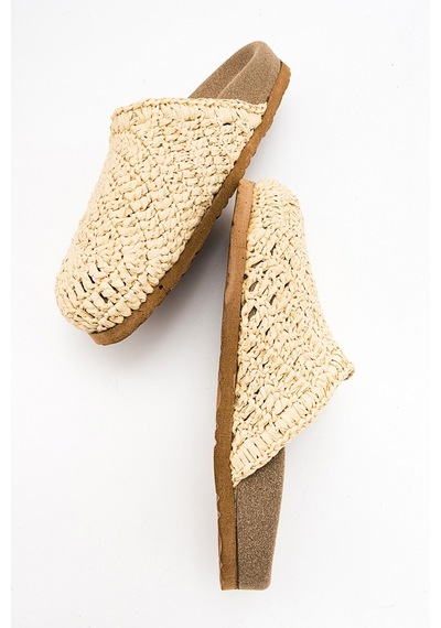 Luvishoes Loop Bej Örme Kadın Terlik Bej