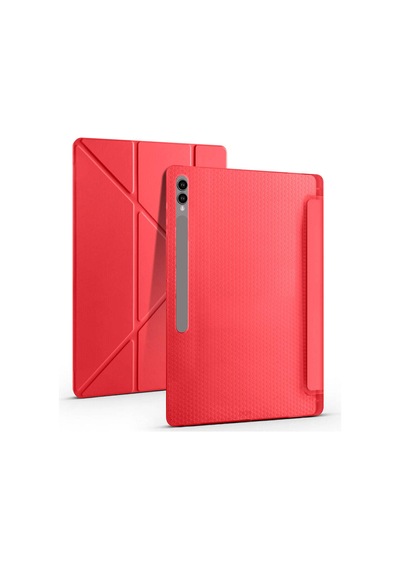 Galaxy Uyumlu  Tab S9 Ultra Kılıf Frm Tri Folding Kalem Bölmeli Standlı Kılıf-siyah Arka Kapak