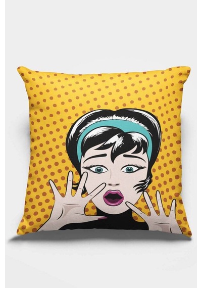 Sarı Pop Art Çift Taraflı Yastık Kırlent Kılıfı Krl069n11