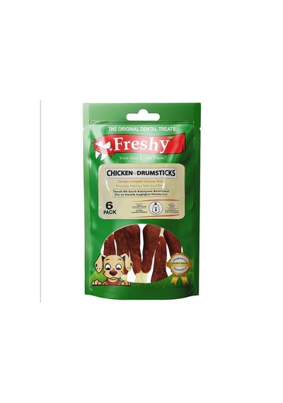 Freshy Chicken Drumstick Tavuk Eti Sarılı Kalsiyum But Kemik Köpek Ödülü 6 Adet 90 Gr